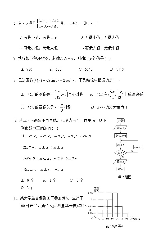 陕西省西安中学2022届高三第二次模拟考试数学(文)试题(含答案)第2页