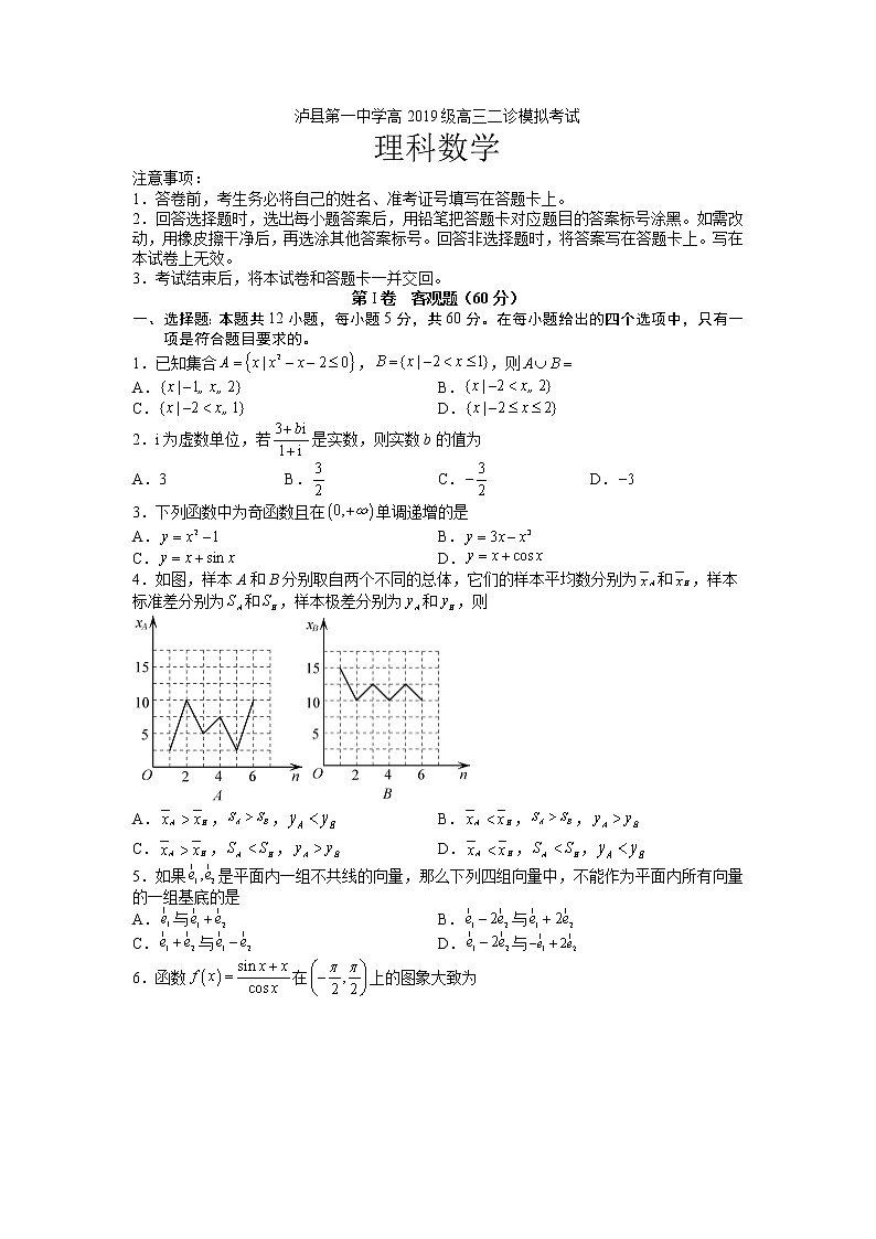 四川省泸州市泸县第一中学2022届高三二诊模拟考试+数学(理)试题+Word版含答案第1页