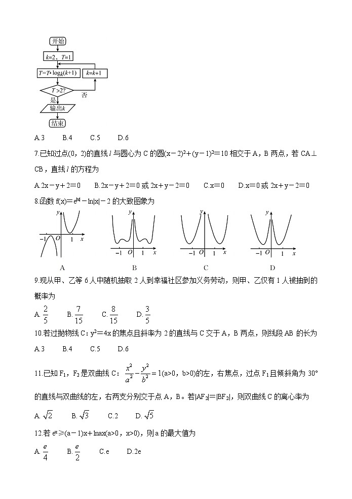 四川省九市(内江、广安、眉山、遂宁、雅安、资阳、乐山、广元、自贡)2021届高三第二次高考适应性统考(二诊)考试数学(文)试题(含答案)02