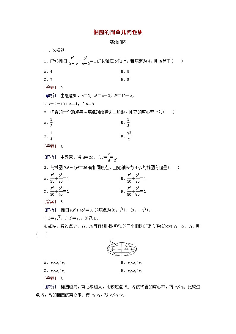 2021_2022高中数学第二章圆锥曲线与方程2椭圆2椭圆的简单几何性质1作业含解析新人教A版选修2_1第1页