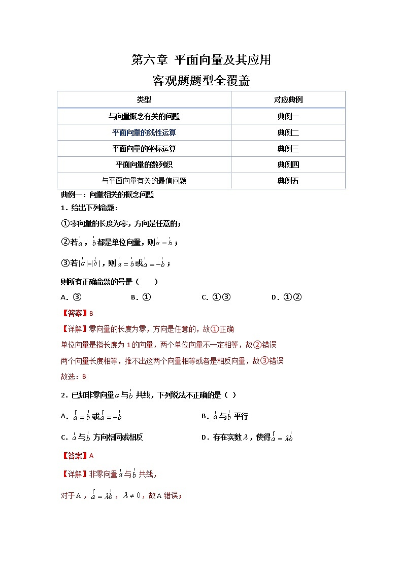 第六章 平面向量及其应用(客观题题型全覆盖)(解析版)第1页