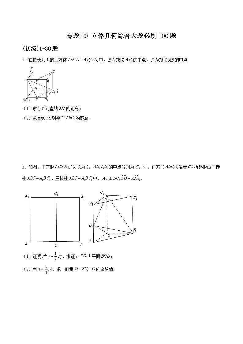 专题20 立体几何综合大题(原卷版)第1页