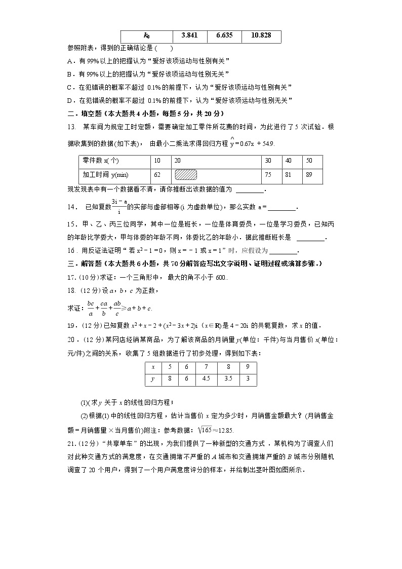 陕西省黄陵中学2020-2021学年高二下学期期中考试数学（文）试题（含答案与解析）03