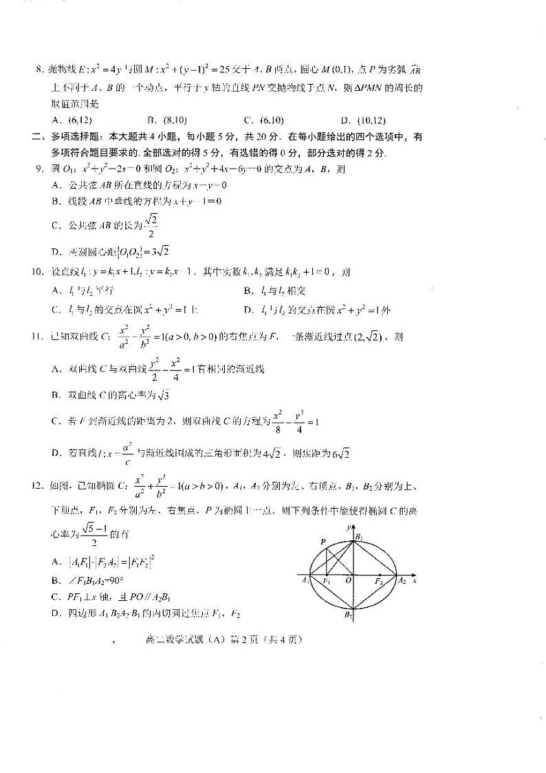 山东省菏泽市2021-2022学年高二上学期期中考试数学试卷(A)(扫描版含答案)02