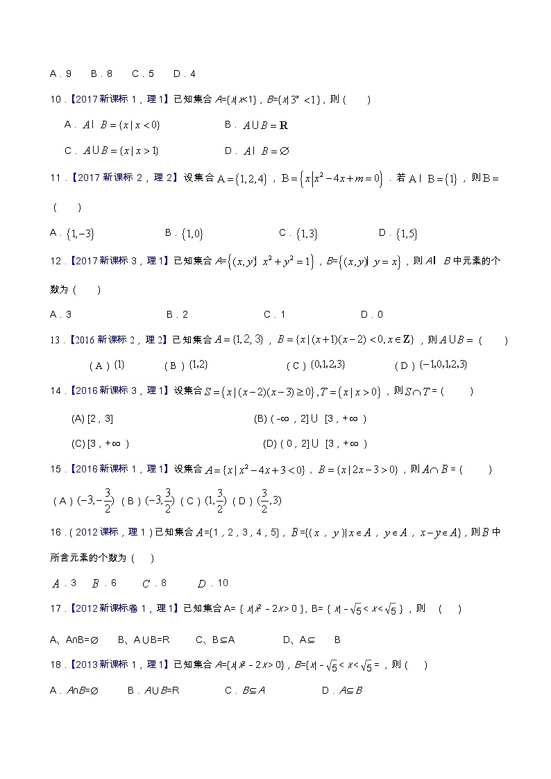 专题1.1 集合与复数-高考数学满分突破之5年全国卷高考真题(2016-2021)与优质模拟题(理科)(原卷版)第2页