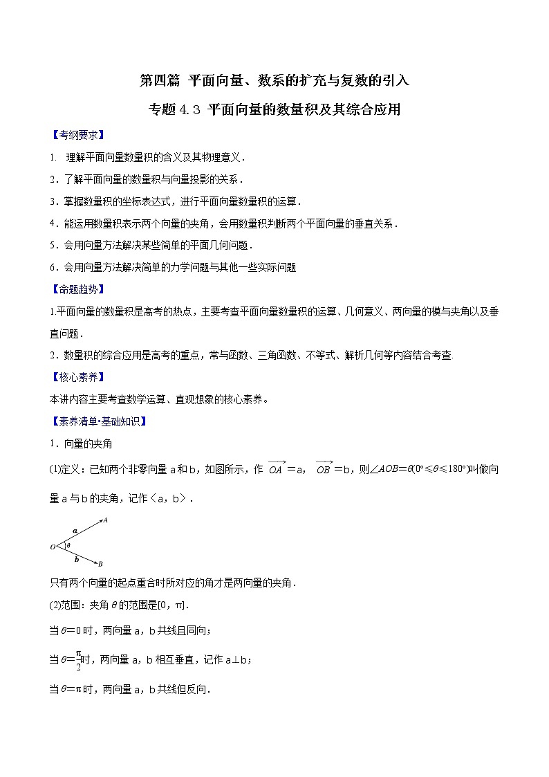 专题4.3 平面向量的数量积及其综合应用(原卷版)第1页