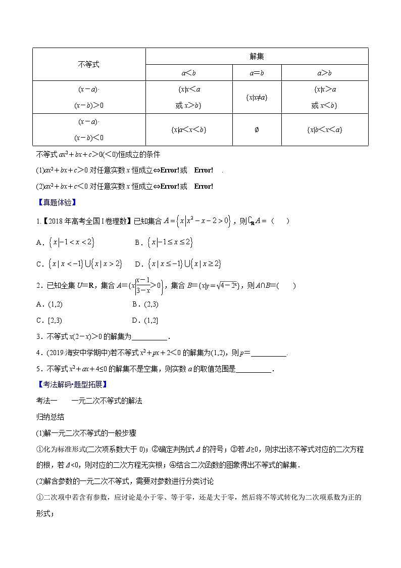 专题6.2 一元二次不等式及其解法(原卷版)第2页