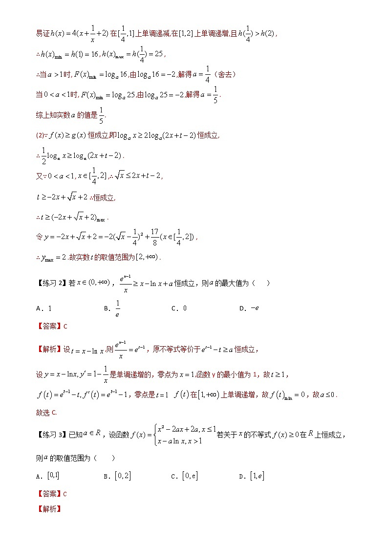方法技巧专题16 函数中恒成立与存在性问题(解析版)第3页