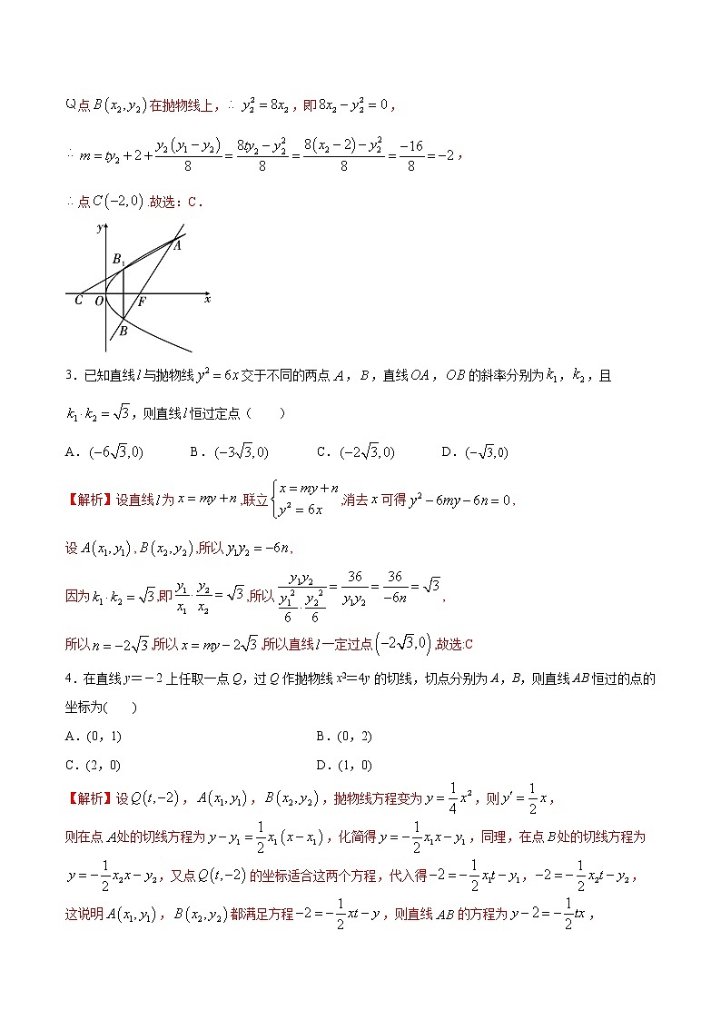 專題18  圓錐曲線中的定點問題-2022年高考數(shù)學高分突破沖刺練（全國通用）(解析版)第2頁