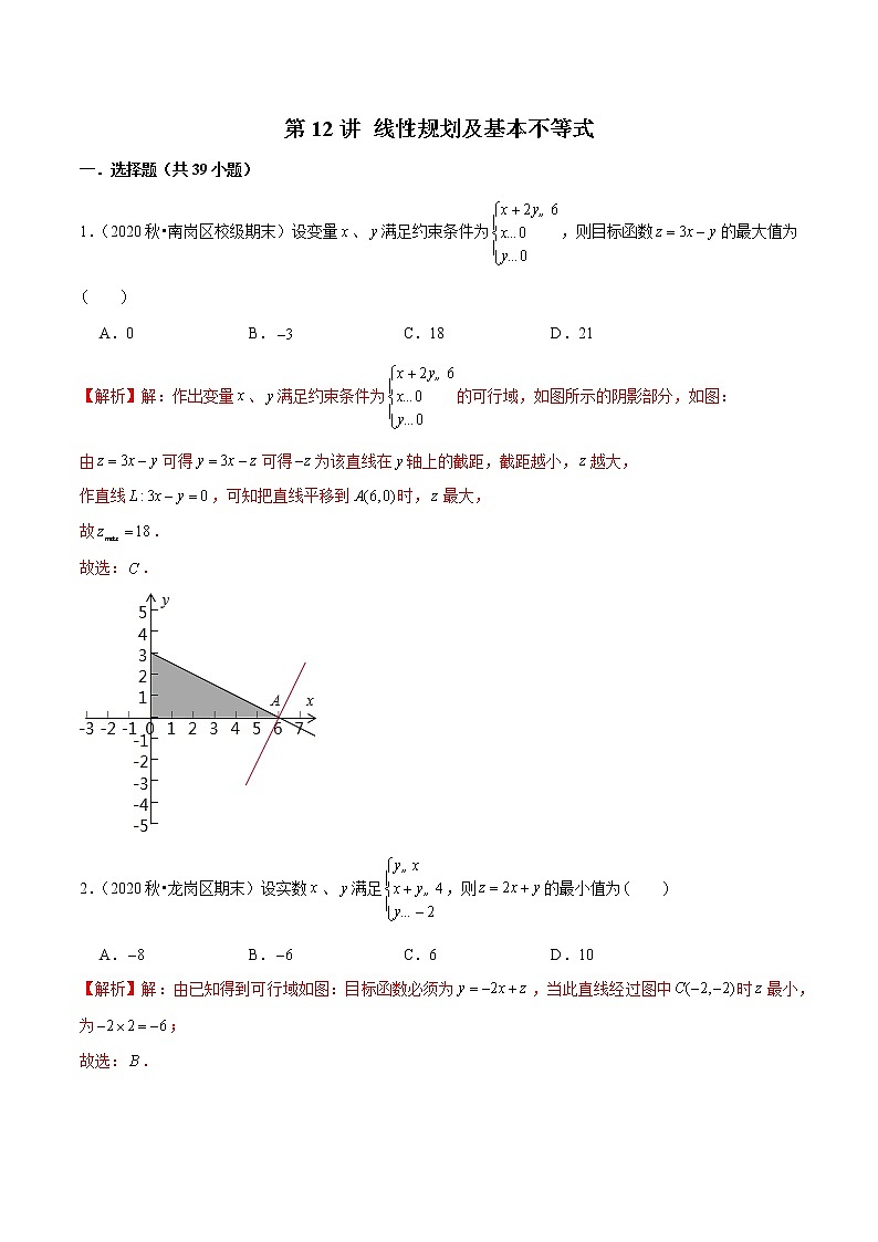 第12讲 线性规划及基本不等式-2022年新高考艺术生40天突破数学90分练习题01