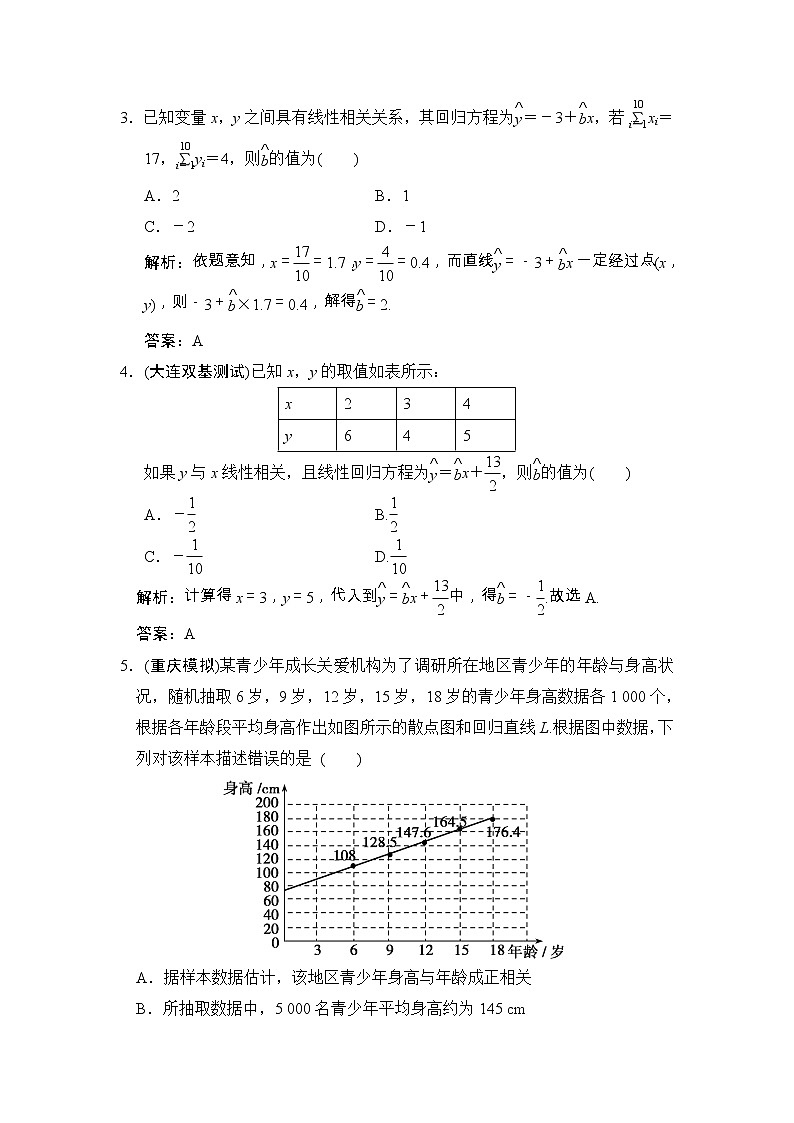 高考数学(文数)一轮复习创新思维课时练10.4《变量间的相关关系与统计案例》(教师版)第2页