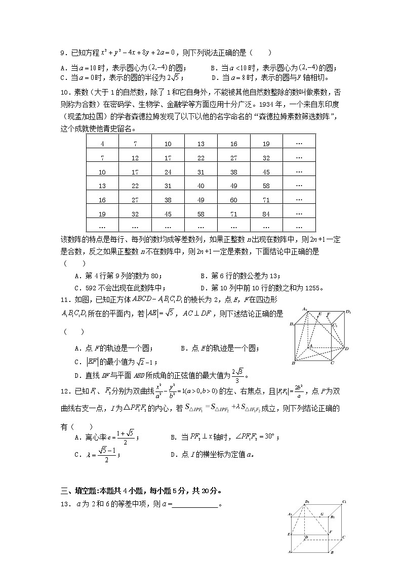 2021-2022学年广东省高二上学期期末教学质量监测数学试题含答案02