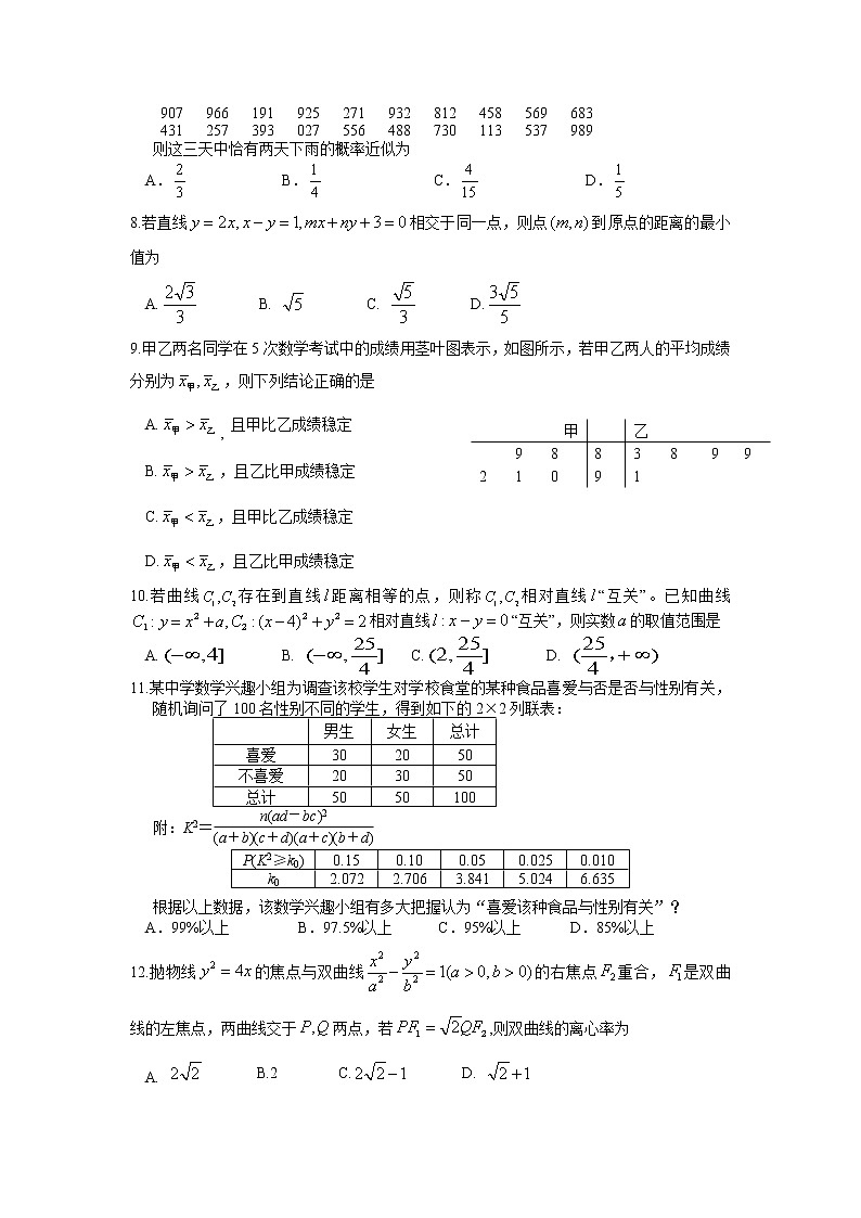2021-2022学年四川省江油中学高二上期第三次阶段考试数学(理)试题含答案第2页