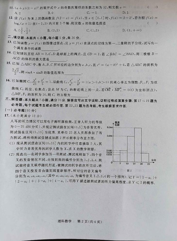 2022届陕西省西安市阎、高、蓝、周、临五区县高三年级联考(二)理科数学试题第2页