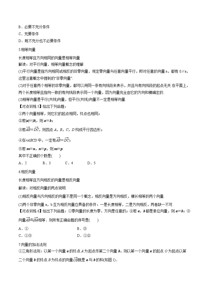 清单18平面向量的概念、线性运算及基本定理 (原卷版)-2022年新高考数学一轮复习知识方法清单与跟踪训练第2页