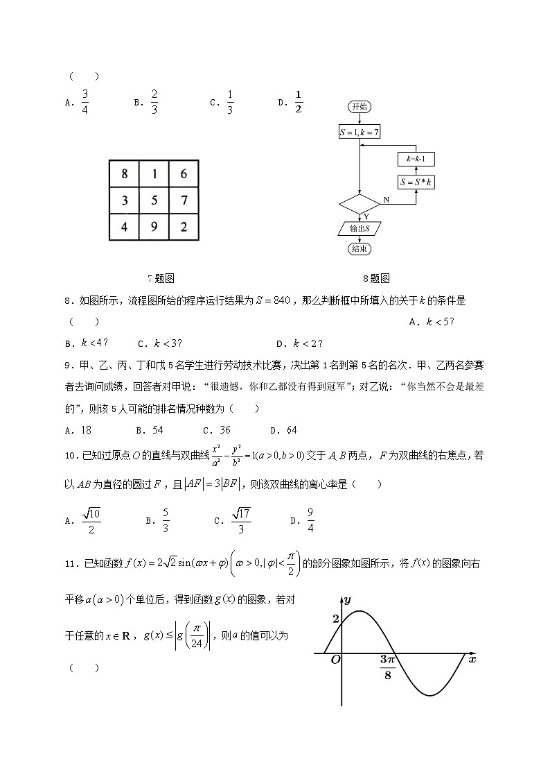 黑龙江省大庆铁人中学2021届高三下学期第三次模拟考试数学(理)试题 Word版含答案第2页