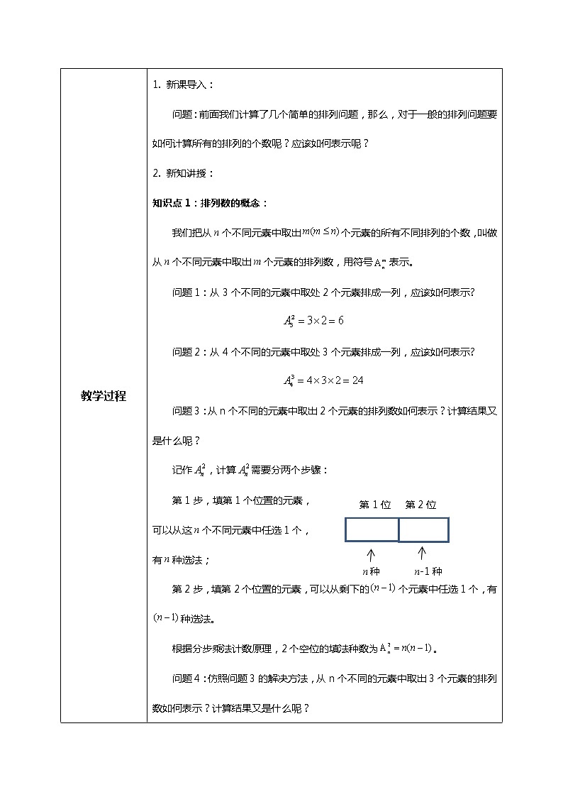 6.2.2排列数 课件+教学设计02