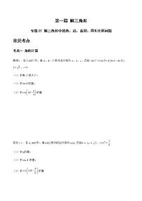 专题01 解三角形中的角、边、面积、周长计算问题-备战2022年高考数学二轮复习之大题核心考点专题训练(新高考地区)(原卷版)