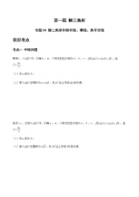 专题04 解三角形中的中线、垂线、角平分线-备战2022年高考数学二轮复习之大题核心考点专题训练(新高考地区)(原卷版)