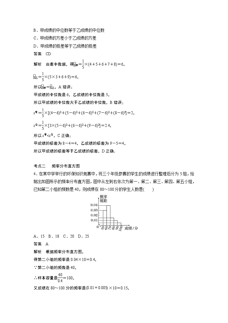 2023届高考一轮复习加练必刷题第85练 用样本估计总体【解析版】第2页