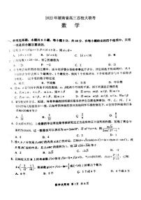 2022年湖南省高三百校大联考数学试题含答案