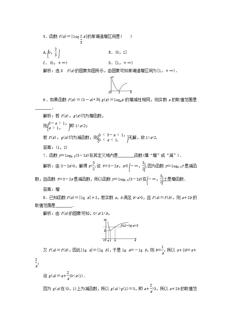 新人教A版高中数学必修第一册课时检测35对数函数的图象和性质的应用习题课含解析第2页
