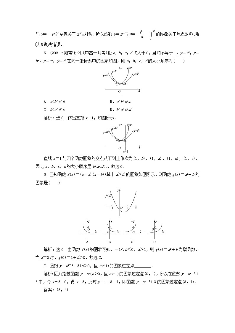 新人教A版高中数学必修第一册课时检测29指数函数的图象和性质含解析第2页