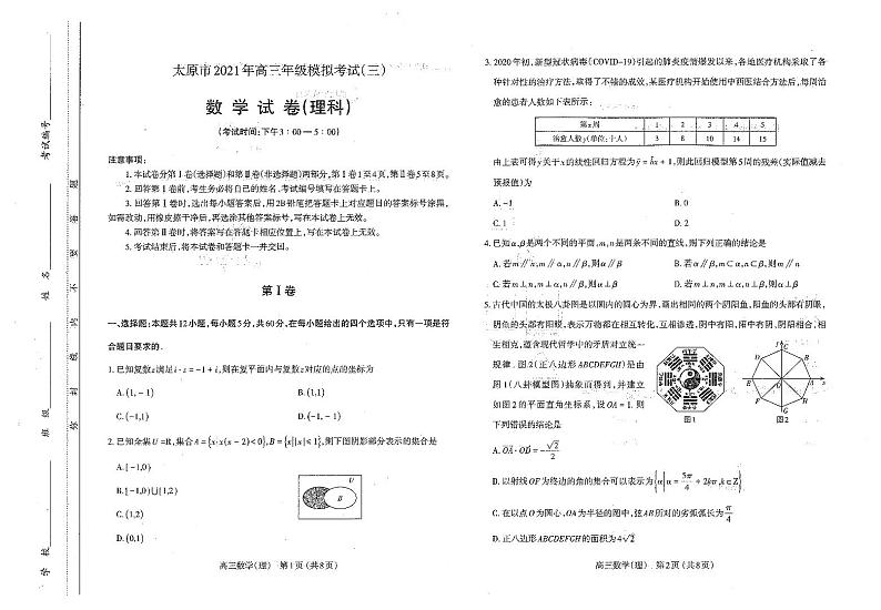 2021届山西省太原市高三下学期5月模拟考试(三模)理科数学试题 PDF版01