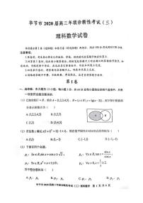 2020年貴州省畢節(jié)市高三第三次模擬考試?yán)砜茢?shù)學(xué)卷及答案（圖片版）