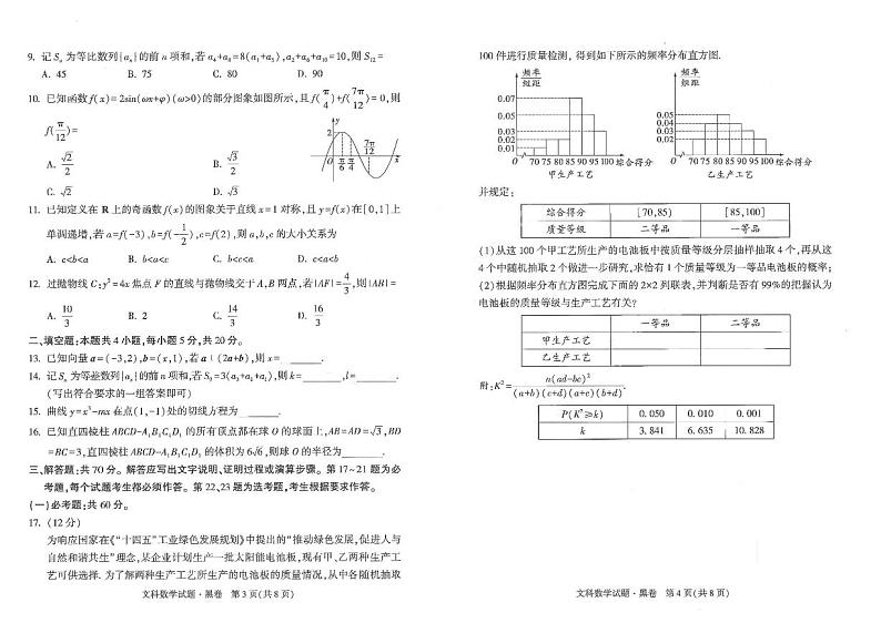 2022高考押题黑卷:文数(PDF电子版)02