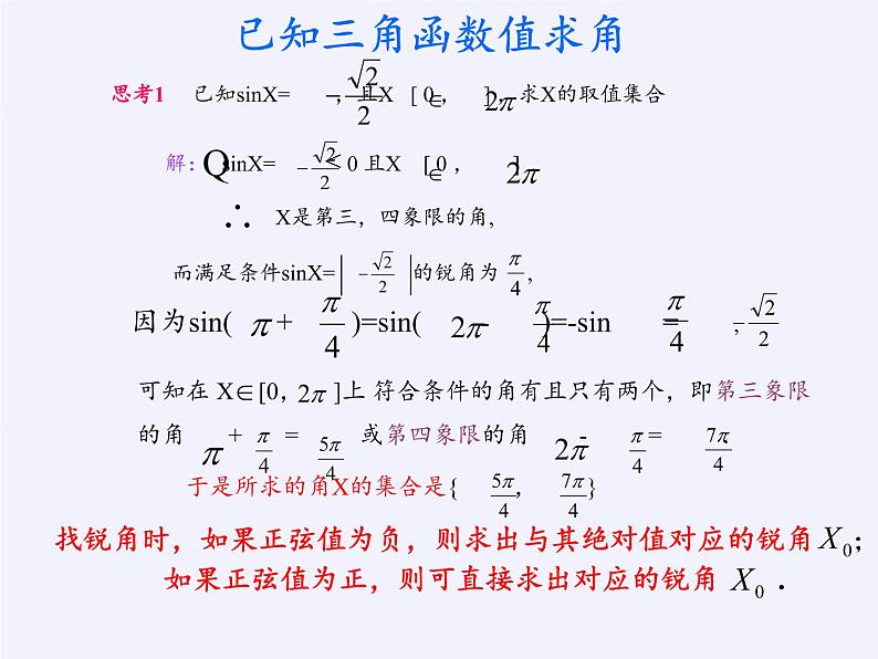 人教版(B版2019课标)高中数学必修三7.3.5已知三角函数值求角 课件06