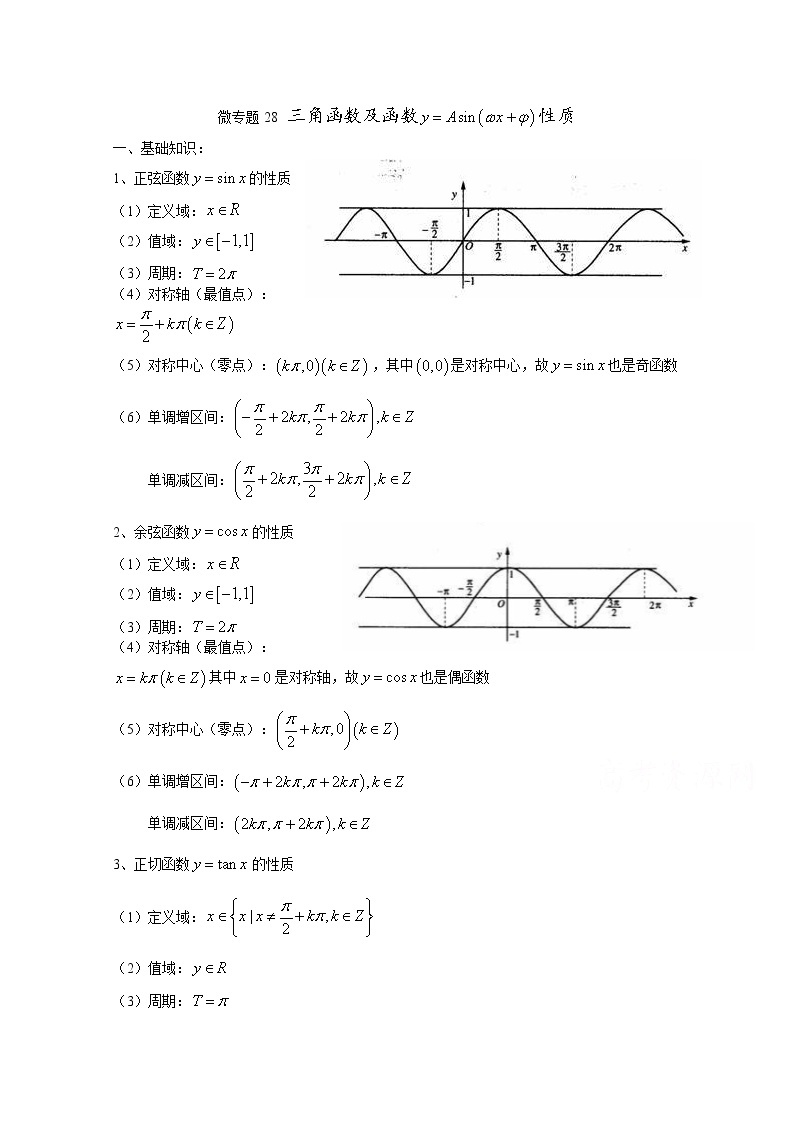 高中数学讲义微专题28  三角函数性质学案01