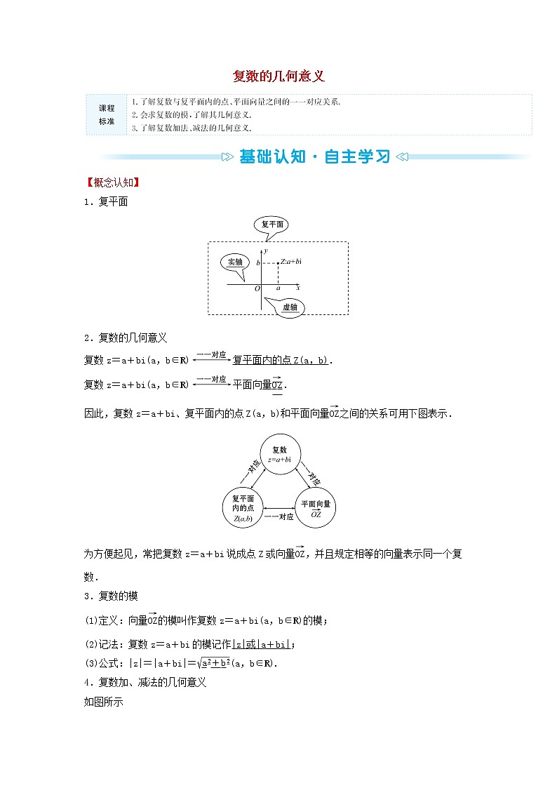 苏教版高中数学必修第二册第12章复数3复数的几何意义学案01