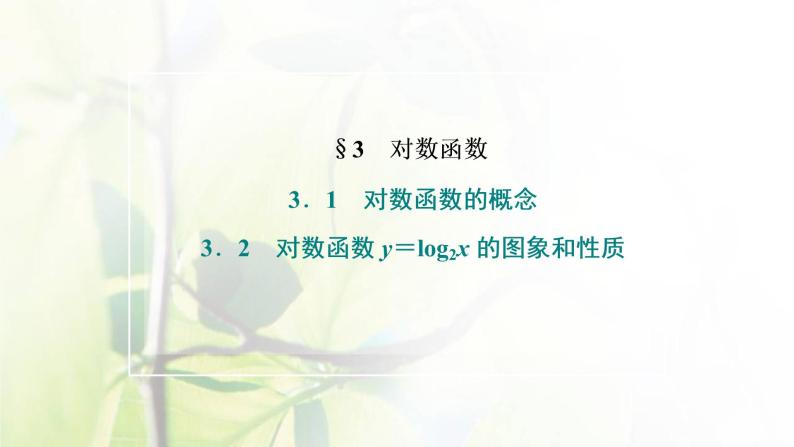 北师大版高中数学必修第一册第四章对数运算与对数函数3.1对数函数的概念3.2对数函数y＝log2x的图象和性质课件02