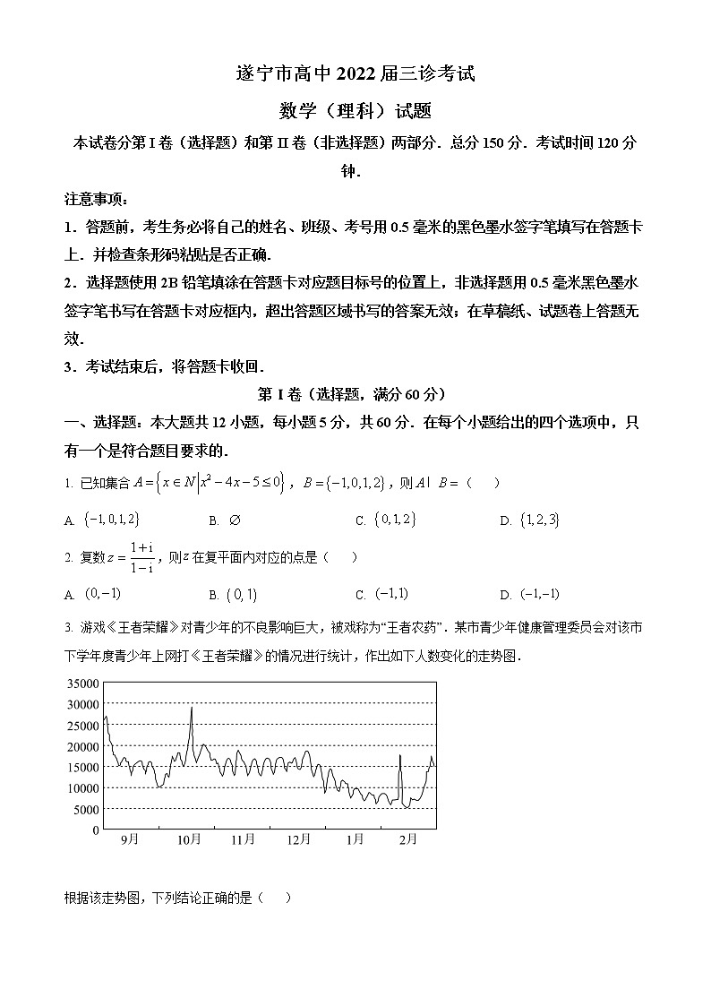 四川省遂宁市2022届高三下学期三诊考试数学(理)试题及解析01