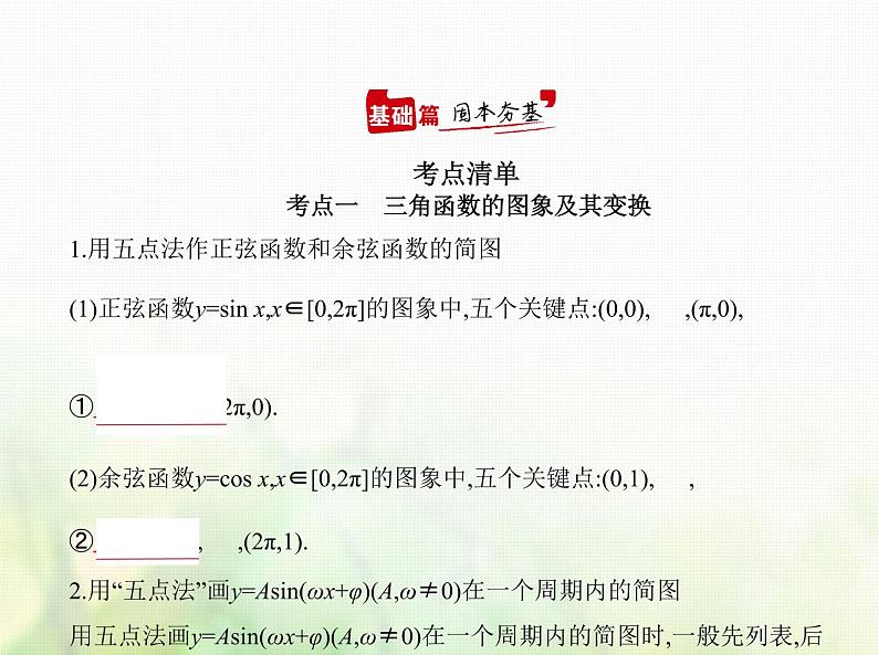 新人教A版高考数学二轮复习专题五三角函数与解三角形3三角函数的图象性质及应用综合篇课件第1页