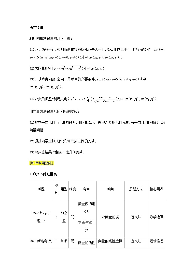 新人教A版高考数学二轮复习专题七平面向量1平面向量的概念线性运算及基本定理综合集训含解析第3页