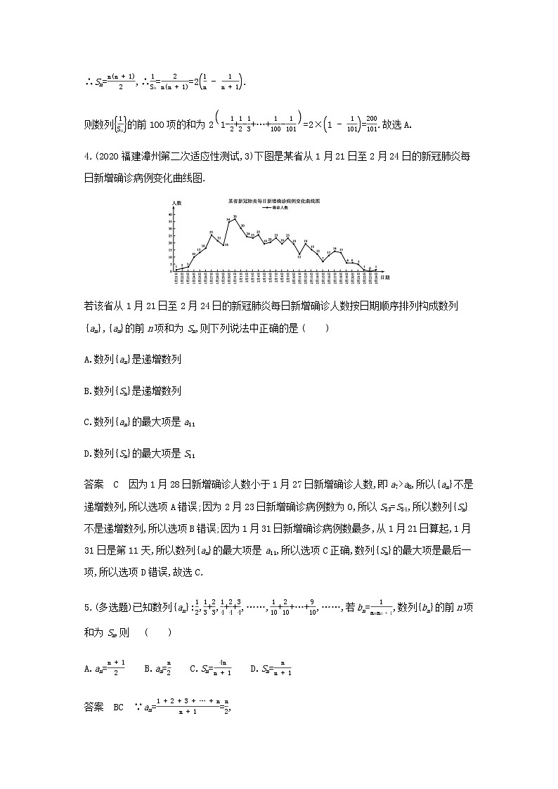 新人教A版高考数学二轮复习专题六数列4数列求和数列的综合应用专题检测含解析第2页