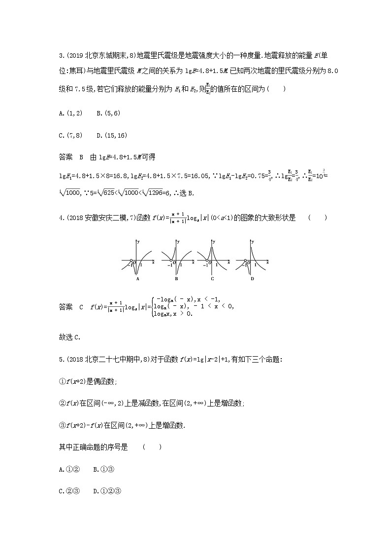 新人教A版高考数学二轮复习专题三函数的概念性质与基本初等函数5对数与对数函数专题检测含解析第2页