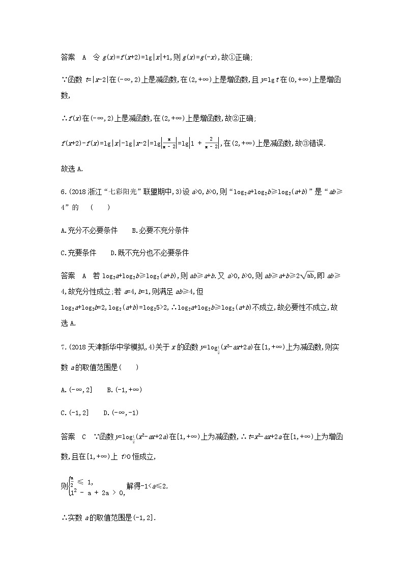 新人教A版高考数学二轮复习专题三函数的概念性质与基本初等函数5对数与对数函数专题检测含解析第3页