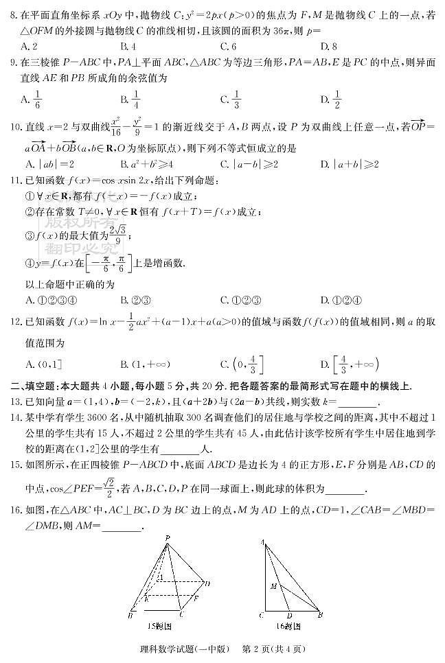 2020届长沙市一中高三第7次月考试卷-理数试卷第2页
