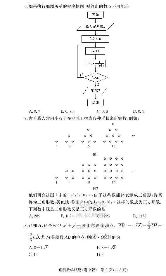 2020届湖南师大附中高三第2次月考试卷-理科数学第2页