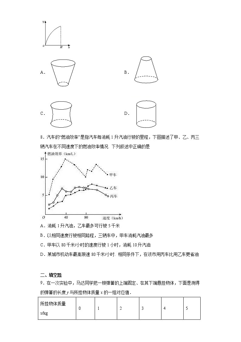 高中北师大版数学 新教材 必修第一册 2.1生活中的变量关系 课后练习03