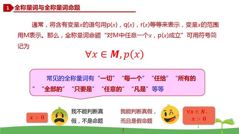 高中北师大版数学 新教材 必修第一册 1.2.2 全称量词与存在量词 课件PPT05