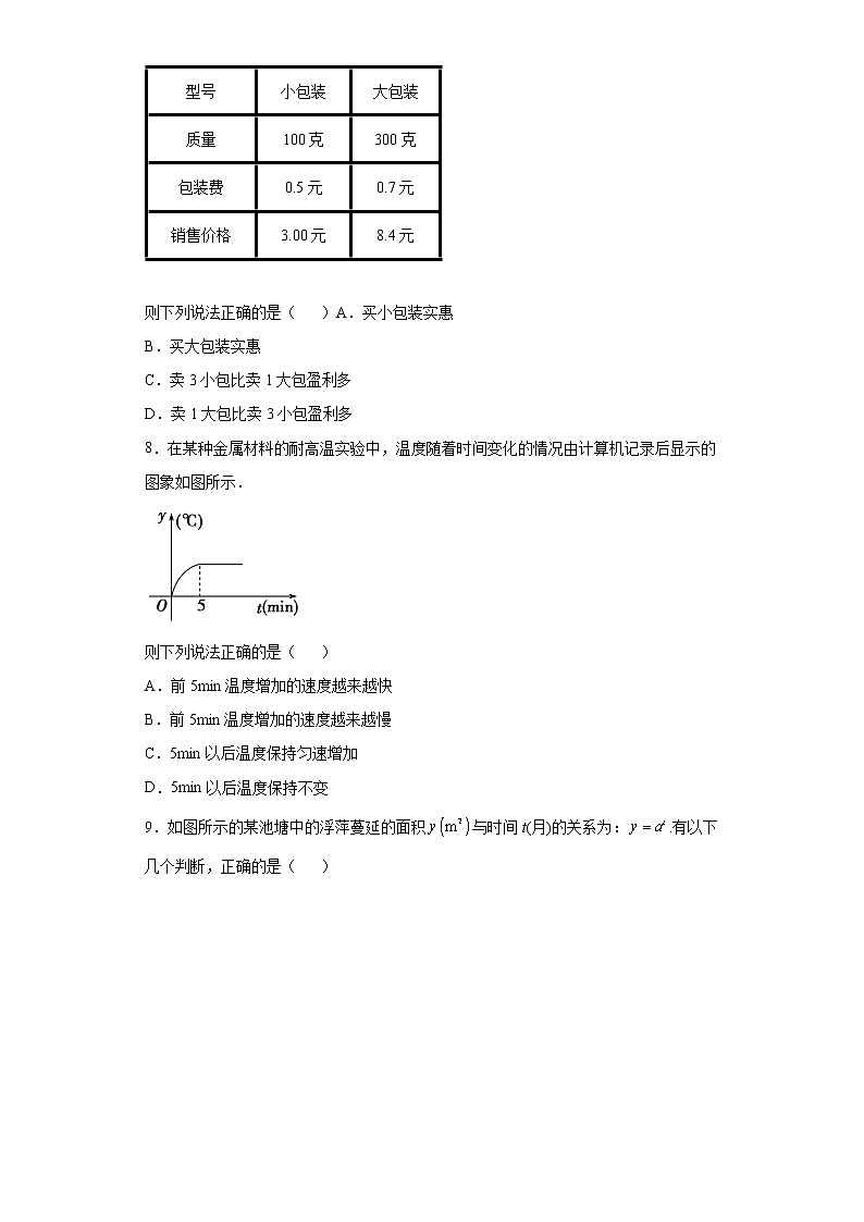 《自主检测》2021-2022学年高中数学苏教版必修一8.2.2 函数的实际应用优选同步练习03