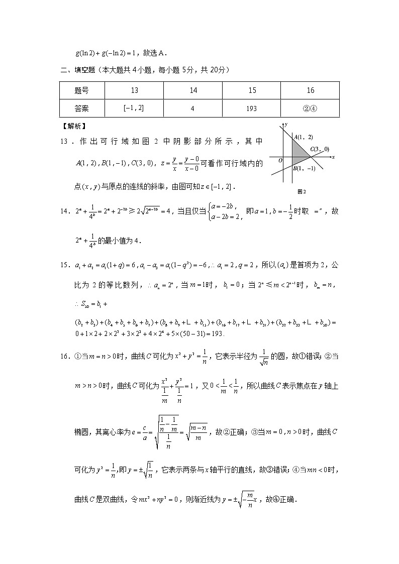 2022云南省师大附中高三上学期高考适应性月考卷(二)文科数学试题扫描版含答案03
