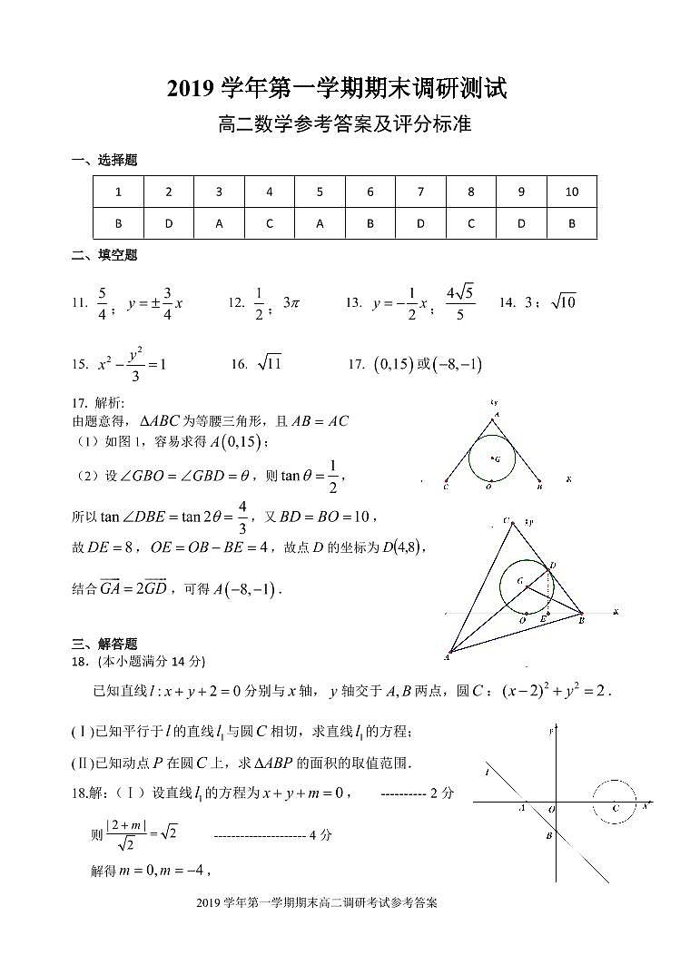 2020湖州高二上学期期末数学PDF版含答案(可编辑) 试卷01