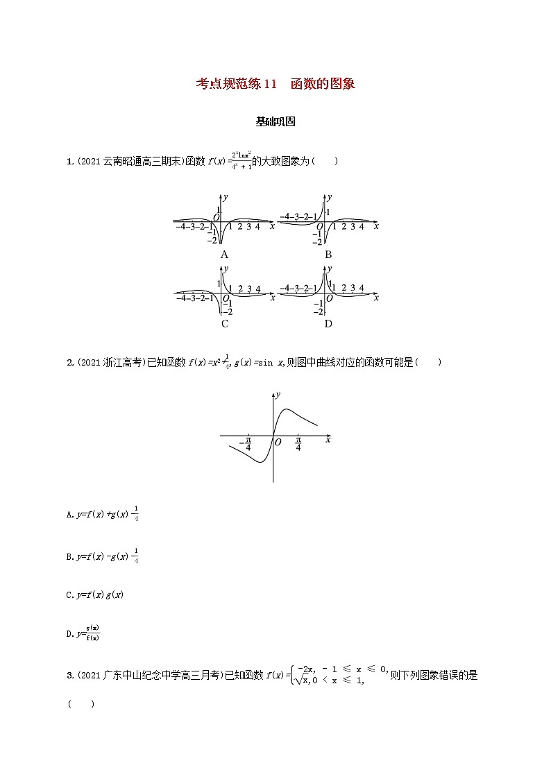 广西专用高考数学一轮复习考点规范练11函数的图象含解析新人教A版文01