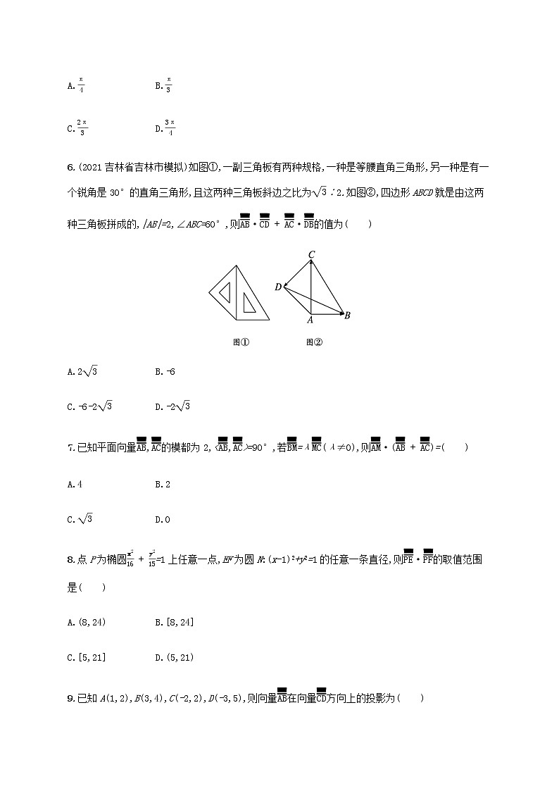 广西专用高考数学一轮复习考点规范练27平面向量的数量积与平面向量的应用含解析新人教A版文第2页