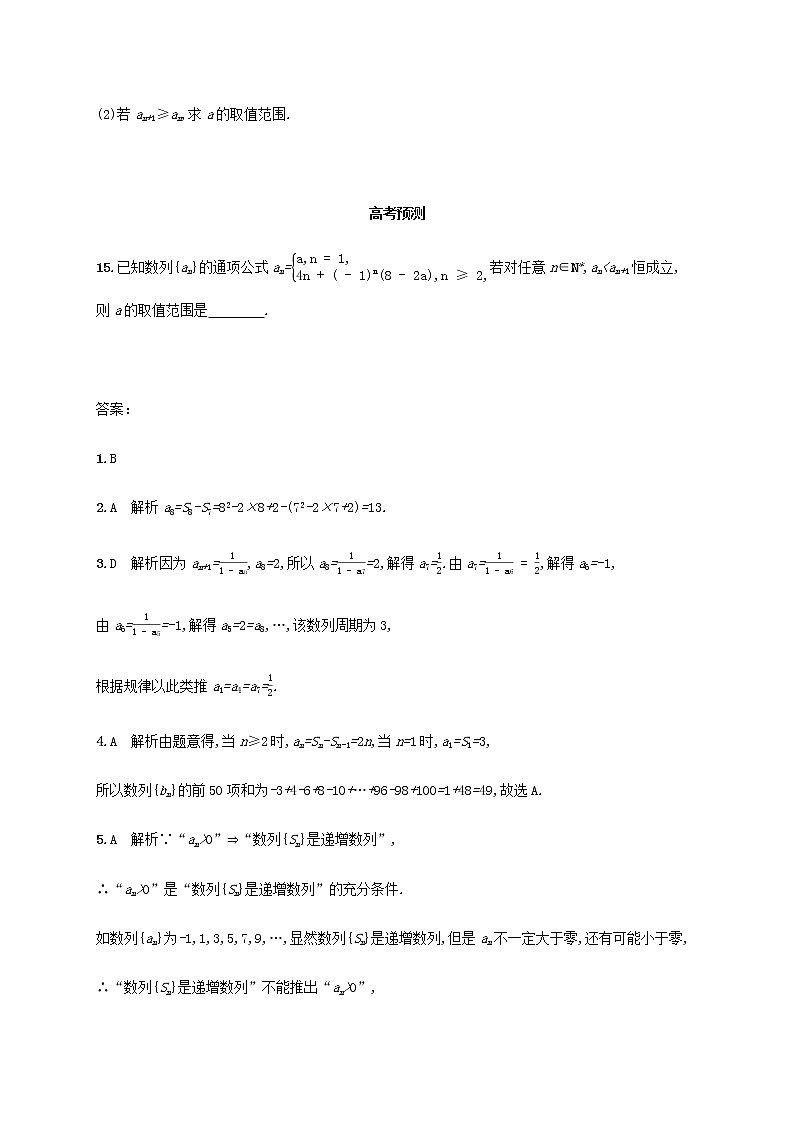 广西专用高考数学一轮复习考点规范练29数列的概念与表示含解析新人教A版文第3页
